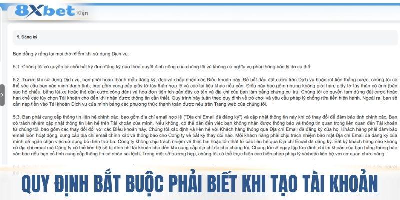Quy định bắt buộc phải biết khi tạo tài khoản 
